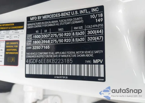 2019 Mercedes-Benz Gls 450 4Matic из США, поврежденный, VIN 4JGDF6EE8KB223185